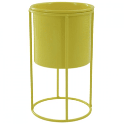 Housevitamin Blumentopf auf Ständer Metall gelb 19 cm