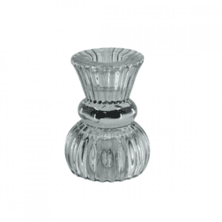 Housevitamin Kerzenhalter duo Classic Ribb Rauchglas 8 cm