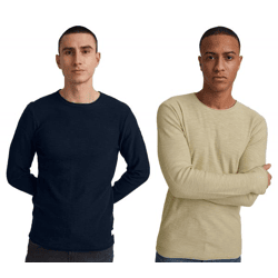 Classic 11 PROJECT PRFriko Men's Fine-Knit Crew-Neck Sweater 20714436ME Gray or Blue