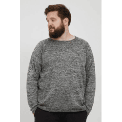 klassischer BLEND BHDan BT Herren Feinstrickpullover mit Rundhals Strickpullover Große Größen 20713439ME-200277 Grau