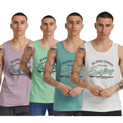 Classic BLEND BDLingo Men's Tank Top with Round Neck, Top 20714921ME, White, Blue, Purple, or Turquoise