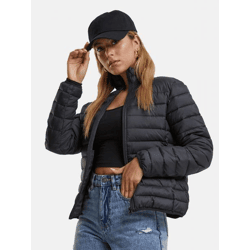lässige URBAN CLASSICS Damen Jacke Reißverschluss Taschen 70 g/m² Schwarz
