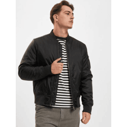 lässige URBAN CLASSICS Herren Jacke Reißverschluss Taschen 108 g/m² Schwarz
