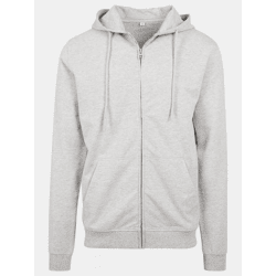 lässiger Build Your Brand Herren Hoodie Stretch Taschen Rippbündchen mit Baumwolle Grau