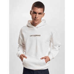Casual Only & Sons Men's Hoodie with Ribbed Cuffs and Hood, Cotton, White