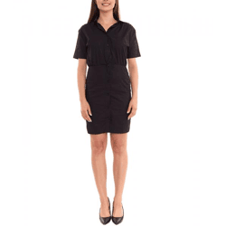 LTB Mao Collar Damen Sommer-Kleid Mini-Kleid mit Knopfleiste Blusen-Kleid 66990404 Schwarz