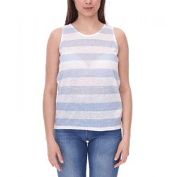 LTB Rezoco Damen Tank-Top durchscheinendes Sommer-Shirt mit Blockstreifen 24560534 Hellblau/Weiß
