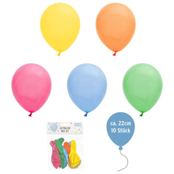 Luftballons, 22cm, 5 Farben, 10er Pack