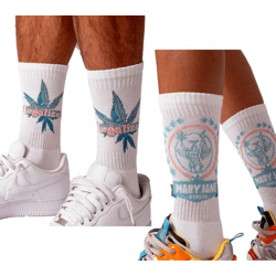 MARY JANE BERLIN Tennis-Socken Baumwoll-Socken mit Logo-Schriftzug oder LEGALIZED 2406-4-SO Weiß
