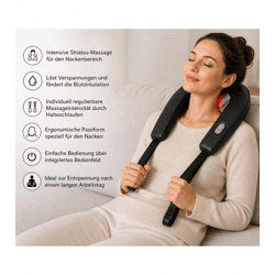 medisana Shiatsu Nackenmassagegerät mit Rotlicht- und Wärmefunktion Massage-Gerät ca. 38 x 33,5 x 17cm 18 Watt Schwarz