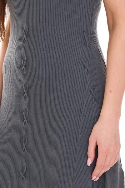 melrose Damen Strick-Kleid modisches Kurzarm-Kleid mit schicker Schn&uuml;rung 38520945 Dunkelgrau