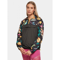 moderne Urban Classics Damen Jacke große Kapuze Kordelzug 68 g/m² Schwarz/Bunt