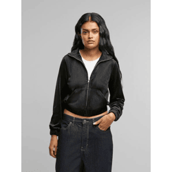 moderne Urban Classics Damen Jacke Stretch Reißverschluss Rippbündchen Schwarz