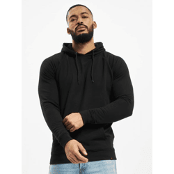 Modern Denim Project Men's Hoodie with Drawstring, Ribbed Knit, and Cotton, Black