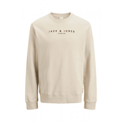 Modern Jack & Jones Men's Sweatshirt in Beige Cotton