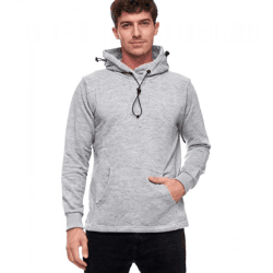 Modischer Kapuzen-Sweater für Herren mit intregrierter Mund-Nasen-Bedeckung Hoodie Pullover 19139 Grau Melange