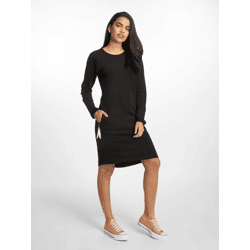 Fashionable Just Rhyse Women's Dress with Pockets, Cotton, Black