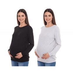 neun 9 monate Damen schlichtes Schwangerschafts-Shirt Umstands-Mode Grau oder Schwarz