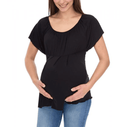 neun 9 Monate Damen schlichtes Schwangerschafts-T-Shirt Umstands-Mode 540202 Schwarz