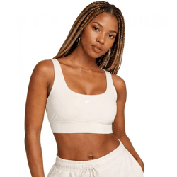 NIKE Sportswear Chill Women's Terry Crop Top Tank Top with Swoosh Logo Sports Shirt Cotton Shirt FN2832-104 Beige