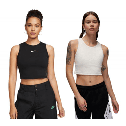 NIKE Sportswear Essentials oder Jordan Damen Crop-Top Tank-Top mit Logo Sport-Shirt FB8279-0100 Schwarz oder DX4700-133 Weiß