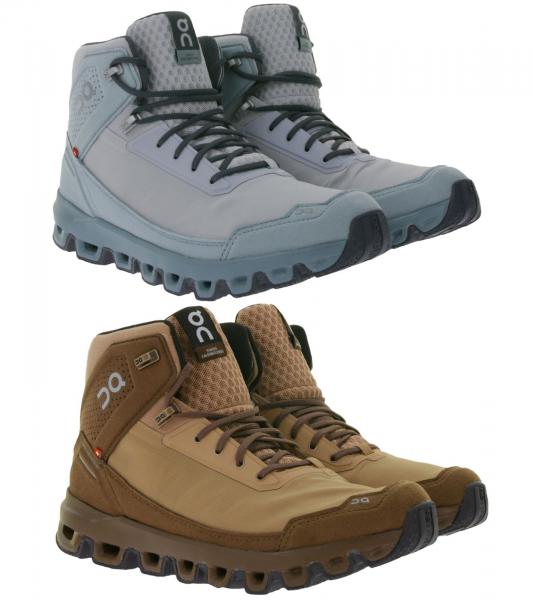ON Running Cloudridge Damen Wander-Schuhe wasserdichte Trekking-Boots mit CloudTec-D&auml;mpfung Sneaker-Boots in Hellblau oder Braun