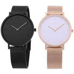 Pierre Cardin Damen Armband-Uhr schlichtes Ziffernblatt analoge Quarz-Uhr mit Edelstahl-Armband 3ATM 39mm CBV.1054 Schwarz oder Rosa