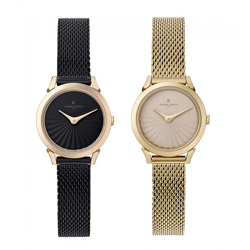 Pierre Cardin Damen Armband-Uhr schlichtes Ziffernblatt analoge Quarz-Uhr mit Edelstahl-Armband 3ATM 27mm CPI.25 Schwarz/Gold oder Gold