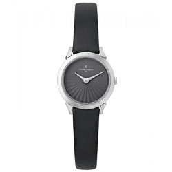 Pierre Cardin Damen Armband-Uhr schlichtes Ziffernblatt analoge Quarz-Uhr mit Leder-Armband 3ATM 27mm CPI.2510 Schwarz/Silber