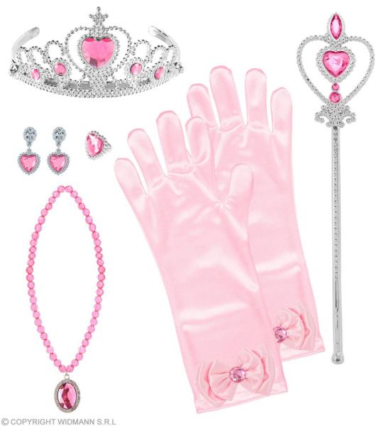 PRINZESSIN SET (Tiara, Handschuhe, Halskette, Ohrringe, Zepter)