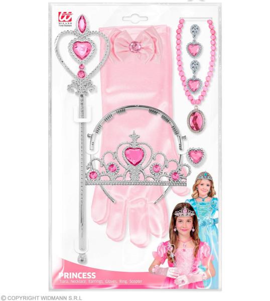 PRINZESSIN SET (Tiara, Handschuhe, Halskette, Ohrringe, Zepter)