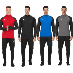 PUMA Teamliga 1/4 Zip Top Men's Sweatshirt—Sustainable Training Shirt with dryCELL Sport Shirt 657236 in Red, Blue, Black, or Gray
