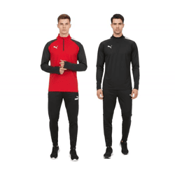 PUMA Teamliga 1/4 Zip Top Herren Sweatshirt nachhaltiges Trainings-Shirt mit dryCELL Sport-Shirt 65723 in Rot und Schwarz