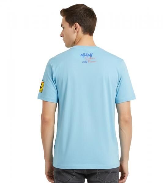 PUMA X Scuderia Ferrari Miami Race Herren Motorsport-T-Shirt mit Scuderia Ferrari Logo Baumwoll-Shirt 630744 03 Hellblau
