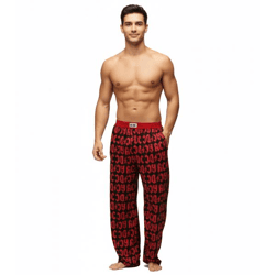 RE:COVERED X ACDC Loungepants Herren Schlafanzug-Hose mit ACDC Allover-Print Pyjama-Hose RCPER923 Schwarz/Rot