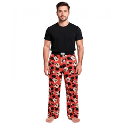 RE:COVERED X Disney Mickey Mouse Loungepants Herren Schlafanzug-Hose mit Mickey Mouse Print Baumwolle Pyjama-Hose RCDIF2103 Rot