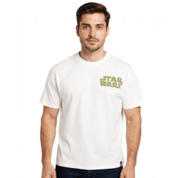 RE:COVERED X STAR WARS Herren T-Shirt mit Rücken-Print Baumwoll-Shirt Kurzarm-Shirt RCDIF2045 Ecru-Weiß