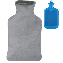 Relaxdays Wärmflasche mit Hülle blau/grau 2 L