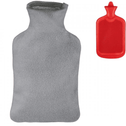 Relaxdays Wärmflasche mit Hülle rot/grau 1,5 L