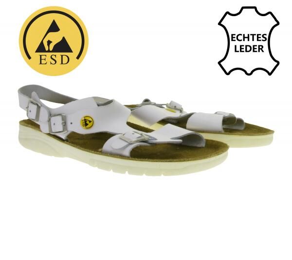 Rutschhemmende hsm Damen Arbeits-Sandalen ESD-geeignet Echtleder-Schuhe SRA-Schutzklasse Pantoletten Berufsschuhe Factory Second B-Ware Arz