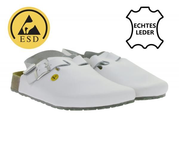 Rutschhemmende hsm Herren Arbeits-Pantoletten ESD-geeignet Echtleder-Schuhe mit SRA-Schutzklasse Sandalen Berufsschuhe Factory Second B-War