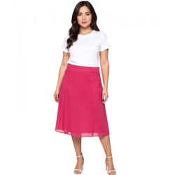 sheego Damen Rock in leicht ausgestellter Form Chiffon-Rock Große Größen 127158 Rosa