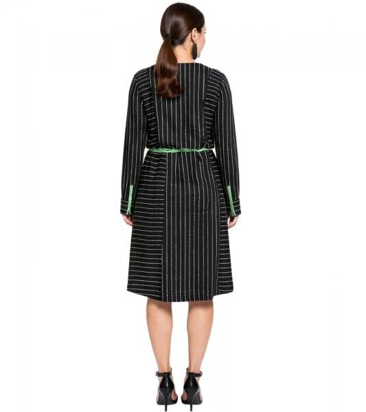 sheego Damen Sommer-Kleid knielanges Kleid mit Eingrifftaschen Gro&szlig;e Gr&ouml;&szlig;en Langarm 89135290 Schwarz