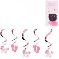 Spiralförmiger Anhänger Baby Girl Folie 61 cm 5er Set