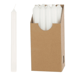Stabkerze, weiß, 20 Stk im Display, 22cmH