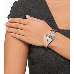 Stilvolles Calvin Klein Senses Damen Armreif Edelstahl-Armband Arm-Schmuck Handgelenk-Schmuck Größe XS KJ5EPD2001 Silber/Rosegold