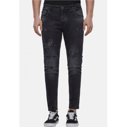stylische 2Y Premium Herren Jeans Skinny Fit Stretch Taschen mit Baumwolle Schwarz