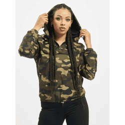 stylische Urban Classics Damen Jacke große Kapuze Kordelzug 78 g/m² Camouflage