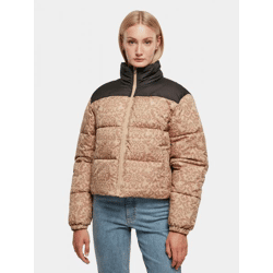 stylische Urban Classics Damen Jacke Reißverschluss Taschen 78 g/m² Beige/Schwarz