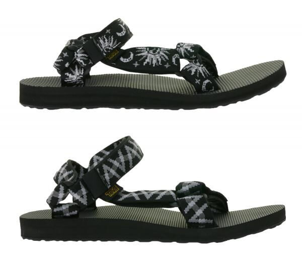 TEVA Original Universal Damen oder Herren Trekking-Sandale nachhaltige Sommer-Sandale mit EVA-Gummisohle Outdoor-Sandale Schwarz/Weiß oder